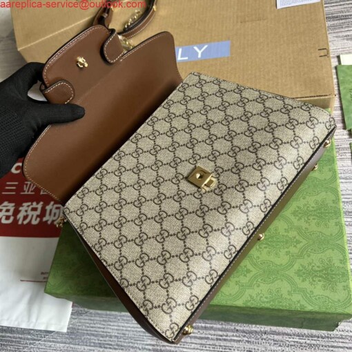 Replica Gucci 702049 Horsebit 1955 Medium Bag Beige Brown 6