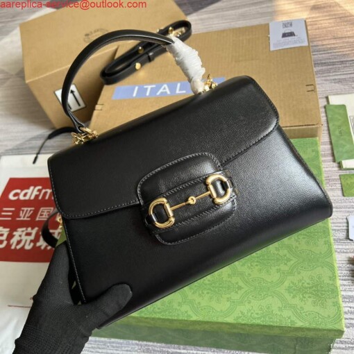 Replica Gucci 702049 Horsebit 1955 Medium Bag Black 3