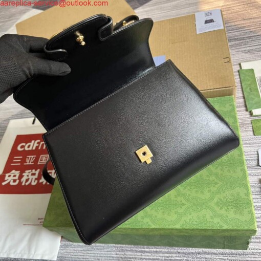 Replica Gucci 702049 Horsebit 1955 Medium Bag Black 6