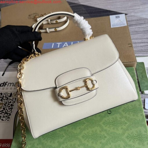 Replica Gucci 702049 Horsebit 1955 Medium Bag White 3