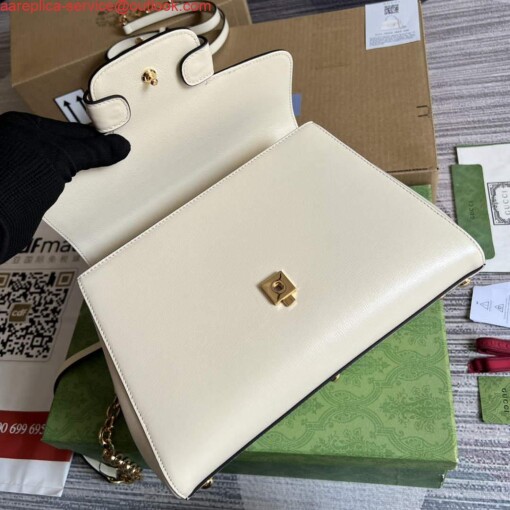 Replica Gucci 702049 Horsebit 1955 Medium Bag White 6