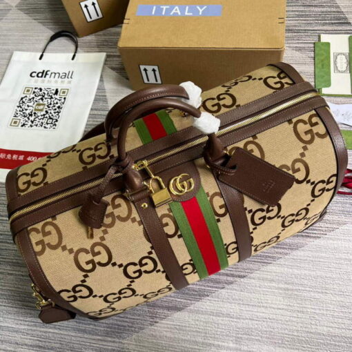 Replica Gucci 696039 Jumbo GG Large Duffle Bag Brown 3