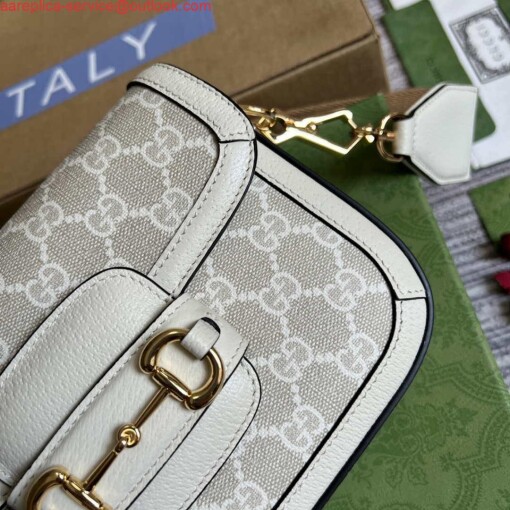 Replica Gucci 658574 Gucci Horsebit 1955 Mini Bag beige leather 4