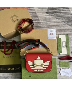 Replica Adidas x Gucci 658574 Horsebit 1955 mini bag red and white leather