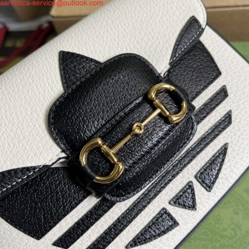 Replica Adidas x Gucci 658574 Horsebit 1955 mini bag white and black leather 6