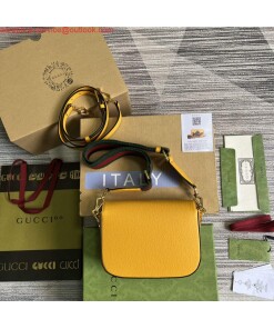 Replica Adidas x Gucci 658574 Horsebit 1955 mini bag Yellow and black leather 2