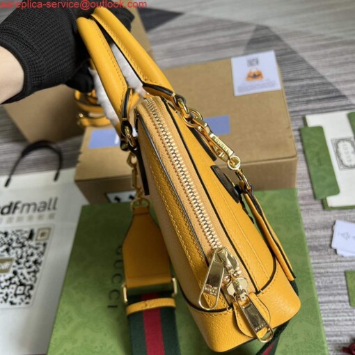 Replica Adidas x Gucci 677212 Horsebit 1955 mini bag Yellow and black leather 3