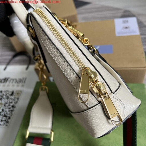 Replica Adidas x Gucci 677212 Horsebit 1955 mini bag white and Black leather 5