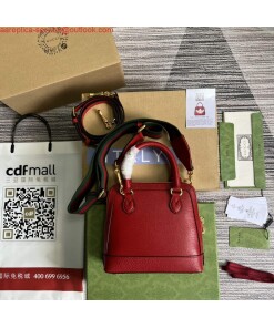 Replica Adidas x Gucci 677212 Horsebit 1955 mini bag red and white leather 2