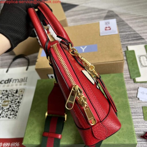 Replica Adidas x Gucci 677212 Horsebit 1955 mini bag red and white leather 3