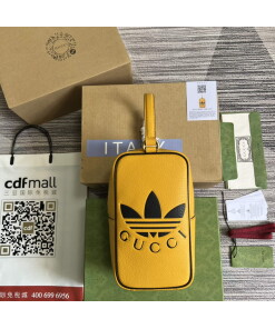 Replica Adidas x Gucci mini top handle bag 702387 Yellow leather