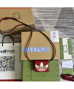 Replica Adidas x Gucci card case with Horsebit 702248 Off-white and red leather