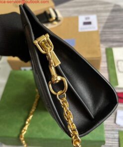 Replica Gucci 702200 GG matelassé leather shoulder bag Black 2