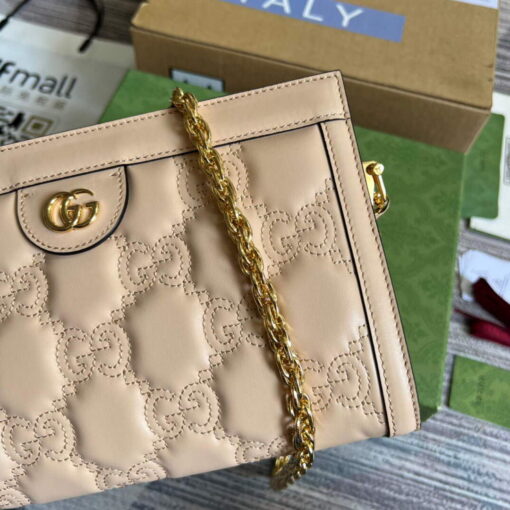 Replica Gucci 702200 GG matelassé leather shoulder bag Beige 6