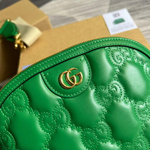 Replica Gucci 702229 GG matelassé leather shoulder bag Bright green 4