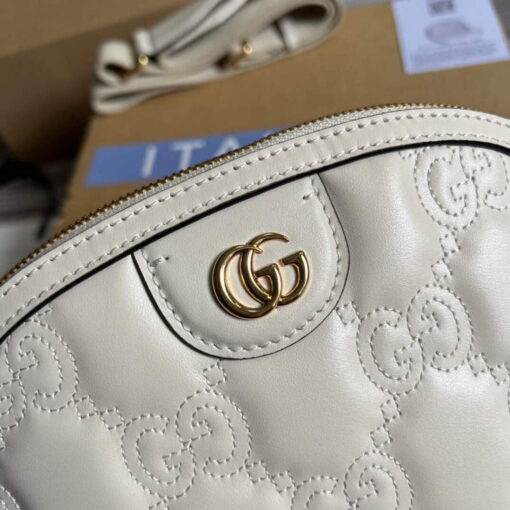 Replica Gucci 702229 GG matelassé leather shoulder bag White 4