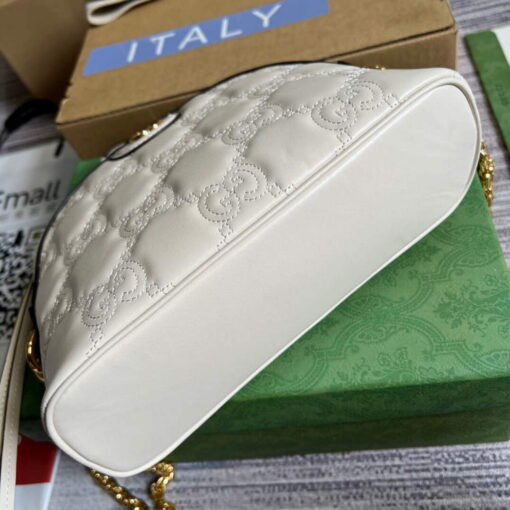 Replica Gucci 702229 GG matelassé leather shoulder bag White 5