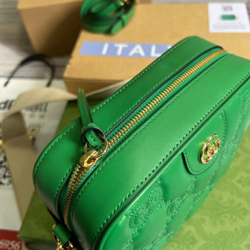 Replica Gucci 702234 GG Matelassé Leather Shoulder Handbag Bright green 5