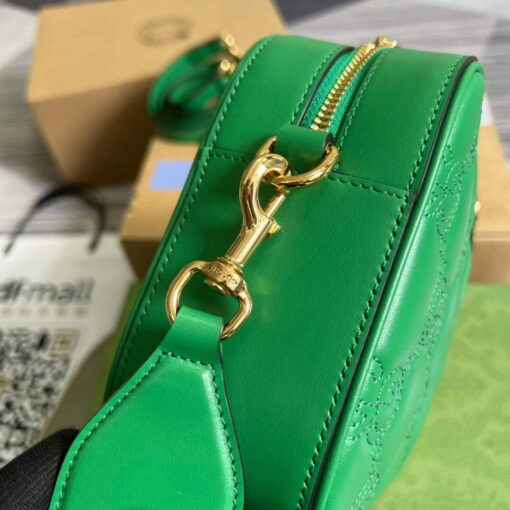 Replica Gucci 702234 GG Matelassé Leather Shoulder Handbag Bright green 7