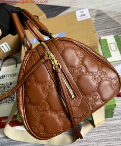 Replica Gucci 702242 GG matelassé leather shoulder bag Brown 2