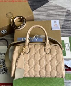 Replica Gucci 702242 GG matelassé leather shoulder bag Beige