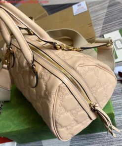 Replica Gucci 702242 GG matelassé leather shoulder bag Beige 2