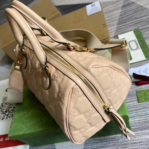 Replica Gucci 702242 GG matelassé leather shoulder bag Beige 2