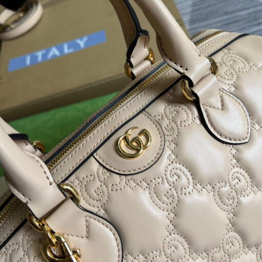 Replica Gucci 702242 GG matelassé leather shoulder bag Beige 4