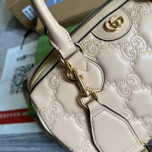 Replica Gucci 702242 GG matelassé leather shoulder bag Beige 5