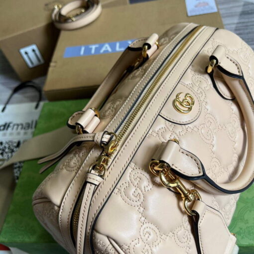 Replica Gucci 702242 GG matelassé leather shoulder bag Beige 6