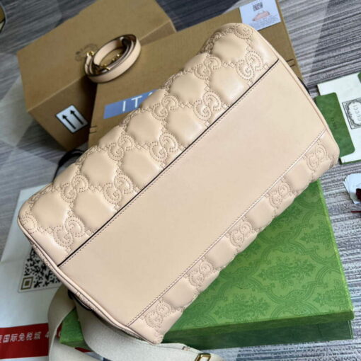 Replica Gucci 702242 GG matelassé leather shoulder bag Beige 7