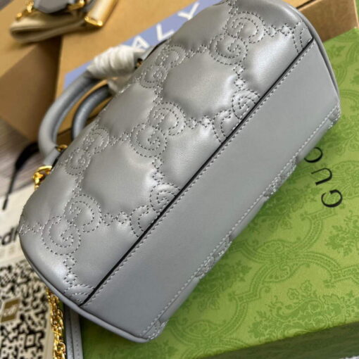 Replica Gucci 702251 GG matelassé leather top handle bag Dusty grey 7