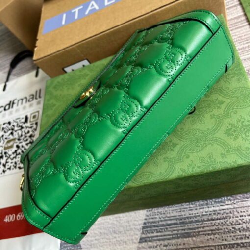 Replica Gucci 702200 GG matelassé leather shoulder bag Green 5