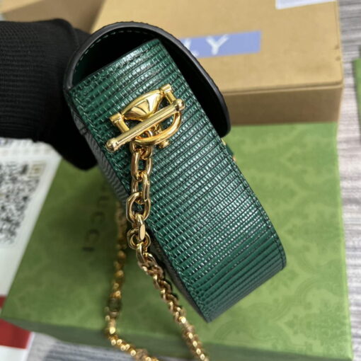 Replica Gucci Horsebit 1955 lizard mini bag 675801 green leather 2