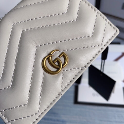 Replica Gucci 466492 GG Marmont card case wallet in White 4