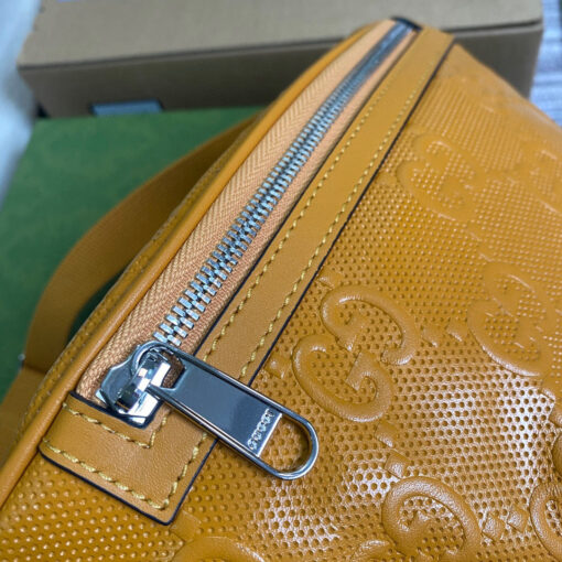 Replica Gucci 658582 GG embossed belt bag Yellow GG embossed leather 4