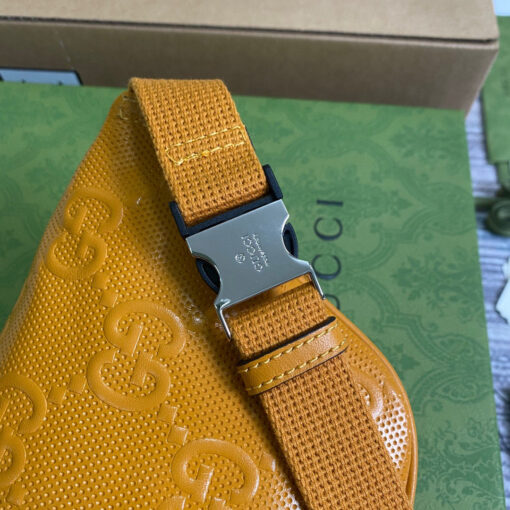 Replica Gucci 658582 GG embossed belt bag Yellow GG embossed leather 7