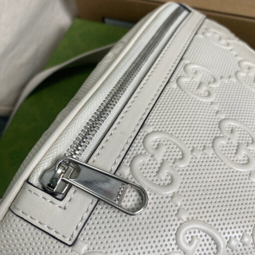 Replica Gucci 658582 GG embossed belt bag White GG embossed leather 5