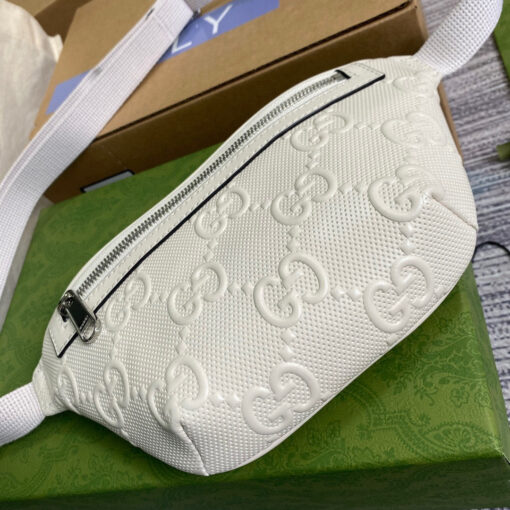 Replica Gucci 658582 GG embossed belt bag White GG embossed leather 6