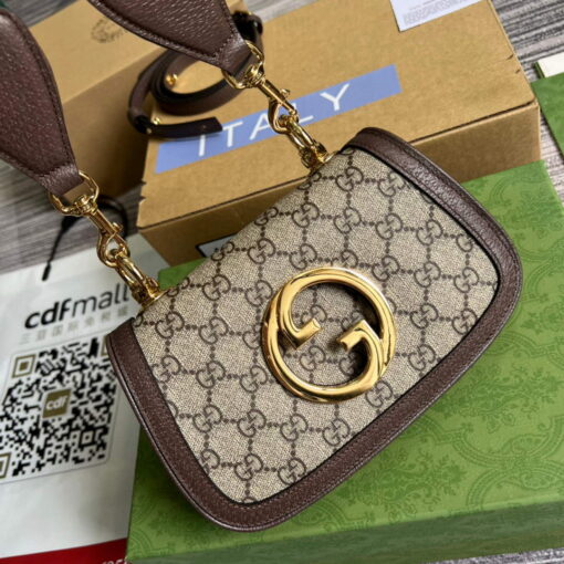 Replica Gucci ‎698643 Blondie mini bag in GG brown leather 3