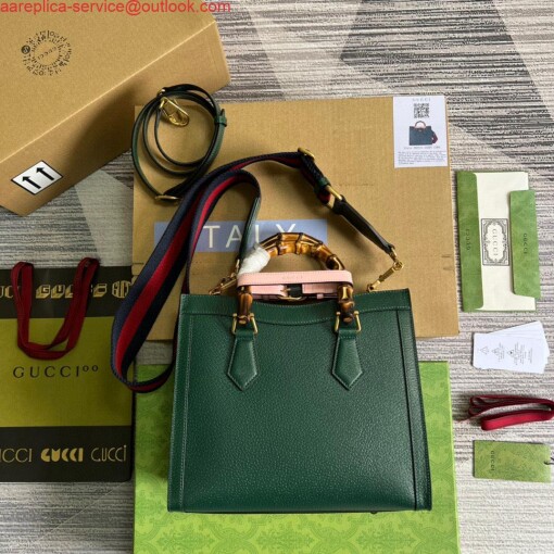 Replica Gucci 702721 Diana Small Tote Bag Green leather