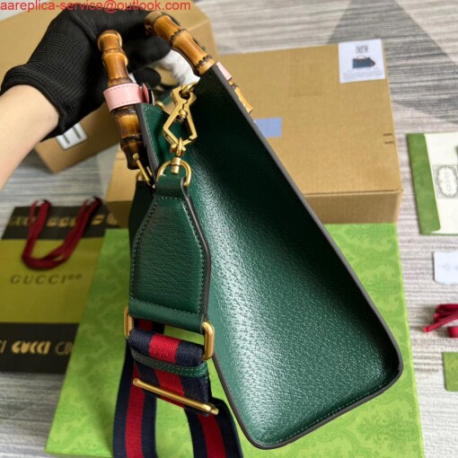 Replica Gucci 702721 Diana Small Tote Bag Green leather 3