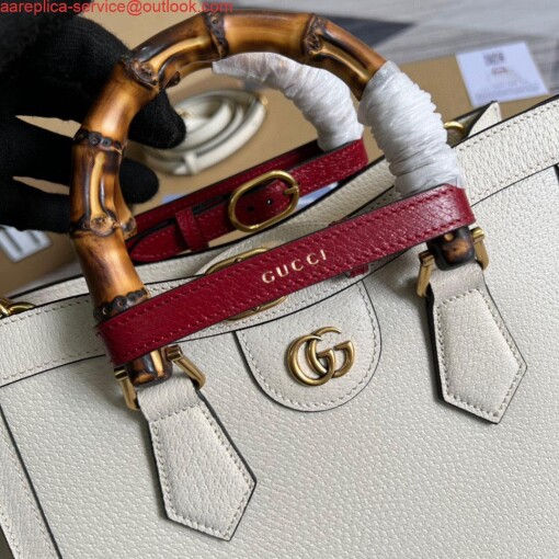 Replica Gucci 702721 Diana Small Tote Bag White leather 4