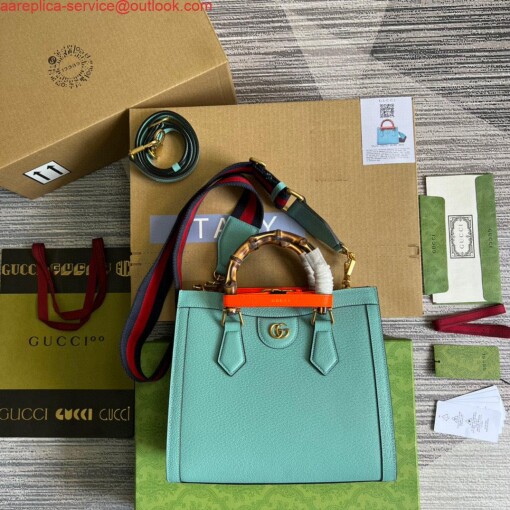 Replica Gucci 702721 Diana Small Tote Bag Light blue leather