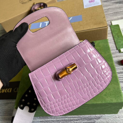 Replica Gucci 686864 Gucci Bamboo 1947 Mini Top Handle Bag Pink 7