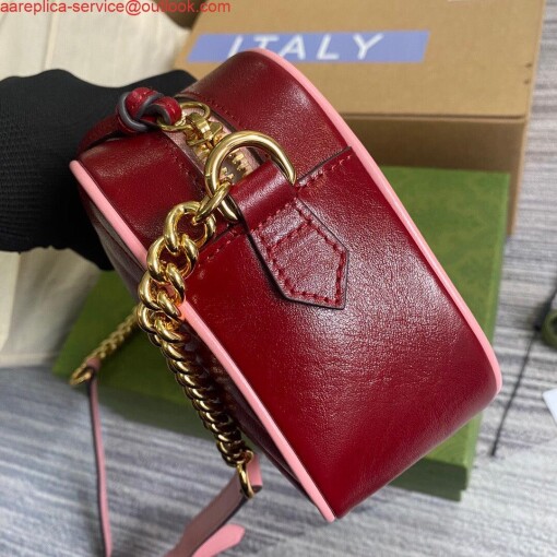 Replica Gucci 447632 GG Marmont Small Shoulder Bag Red pink 3