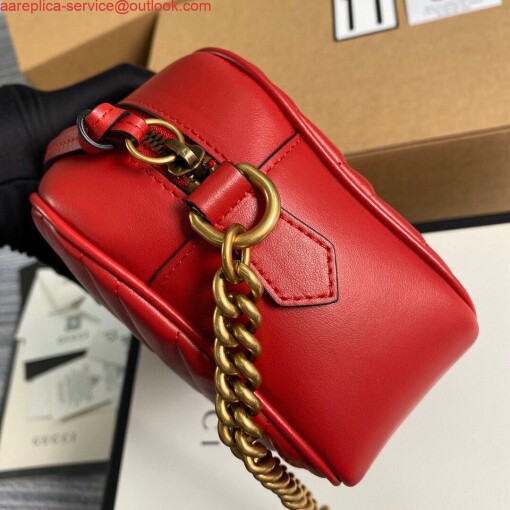 Replica Gucci 447632 GG Marmont Small Matelassé Shoulder Bag Red 2