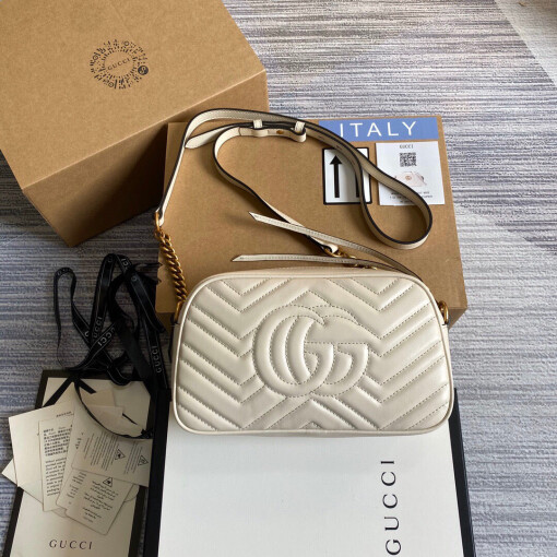 Replica Gucci 447632 GG Marmont Small Shoulder Bag White