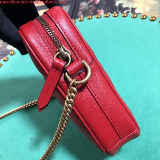 Replica Gucci 598597 GG Marmont mini bag Red 4