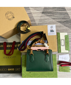 Replica Gucci 702732 Diana Mini Tote Bag Green leather